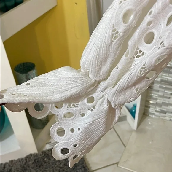 Lace glassy bubble linen wedding ivory gown size XL - Picture 4 of 12